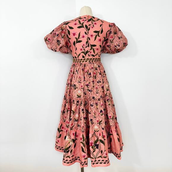 Agua By Agua Bendita Alga Pacifico Embroidered Midi Dress M - Picture 9 of 15